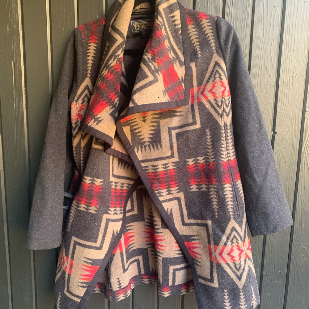 Pendleton Wool Wrap Belted Jacquard Jacket Southw… - image 7